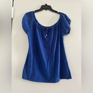 Westbound size small off the shoulder blue and black embroidered top